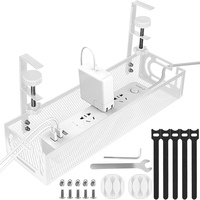 Corbeille à câbles métallique, organiseur de bureau pour produits de soin, plateaux flexibles pour câbles, kit de gestion des câbles encastré, corbeille en treillis métallique