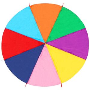 Passionnant 8FT 8 Poignées Enfants Enfants Travail D'équipe Coopérative Jouer Arc-En-Ciel <span class=keywords><strong>Parachute</strong></span> Imperméable À L'eau En Plein Air <span class=keywords><strong>Jeu</strong></span> Exercice Sport Outil Jouet - Product Image 5