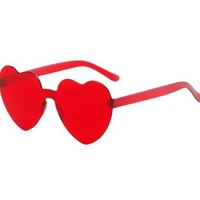 Lunettes de soleil pour femmes en forme de cœur, protection UV380, en polycarbonate, style urbain, monobloc, verres effet océan, mignonnes et amusantes, nouveau style 2026