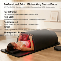 Dôme de sauna infrarouge Fitkang avec thérapie par lumière rouge 660nm 850nm LED PEMF 5 en 1, chauffage corporel complet à faible EMF en fibre de carbone pour spa