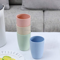 Tasses en plastique incassables en verre à boire 12 oz tasses à café en paille de blé tasses tasse à thé réutilisable