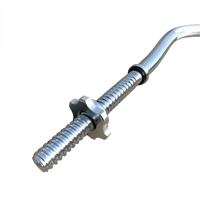 TOPTONS Fitness 120cm Super EZ Triceps Curl Barbell Bar Avec Spin Colliers Tige Courbée En Acier Chrome Poids Fileté Standard Bar