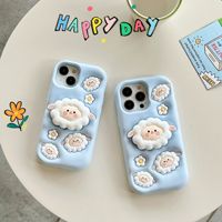 Coque de téléphone Mouton Mignon pour iPhone 12 13 14 15 16 17 Pro Max Antichoc avec Supports en Silicone 3D