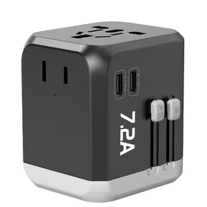 All in one Adaptor EU AUS UK US Plug Dual AC Socket Universal 7.2A Fast Charger Type C Global Travel Adapter