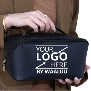 2025, venta al por mayor, bolsa de cosméticos de cuero PU a la moda, logotipo personalizado, almohada cuadrada de viaje impermeable, cremallera, maquillaje geométrico para damas de honor - Product Image 1