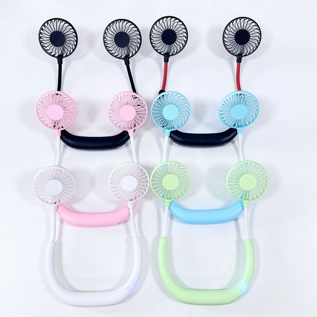 USB Rechargeable Portable Neck Fan Personal Hanging Sports Fan 3 Mini Wearable Cooling Head Five Electric Battery for Household