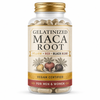 Capsules de racine de maca gélifiée - Mélange jaune, rouge et noir, certifié végétalien, pour hommes