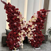 NINI Komplett Rote Schmetterlings-Blumenwand-Dekoration 3D-Blumen-Hintergrundpaneel für Hochzeiten, Partys, Events und Zeremonien Blumenarrangement-Zubehör