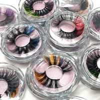 Cils en vison colorés pour fête de Noël, vente en gros, rouge, 10 paires, 2T 3T, doux pour les cils en éventail, bande en coton noir