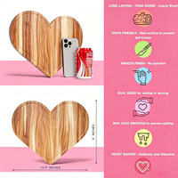 Houten snijplank met gepersonaliseerd logo, nieuw acaciahout, hartvormig, dubbelzijdig, serveerplank, dinerbord, Moederdag cadeau