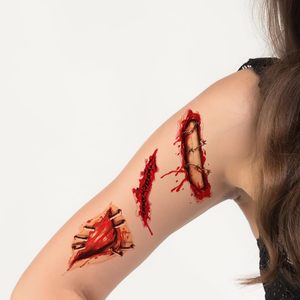 Halloween tatouages temporaires simulés cicatrice tatouages yeux coeur araignée tatouage autocollant corps visage Halloween autocollant décoratif adulte - Product Image 6