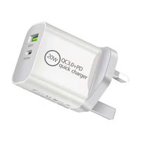 Chargeur rapide 20W Q3.0 PD, adaptateur de chargeur mural USB C avec prise EU US UK AU