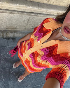 Maglione da donna con collo a <span class=keywords><strong>Polo</strong></span> lavorato a maglia nuovo stile estivo in due pezzi - Product Image 4