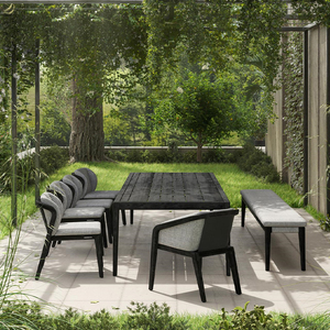 Ensemble de salle à manger de jardin moderne en teck durable pour l'extérieur, chaises et table de patio pour hôtels, salles, fermes, villas, cours - Product Image 2