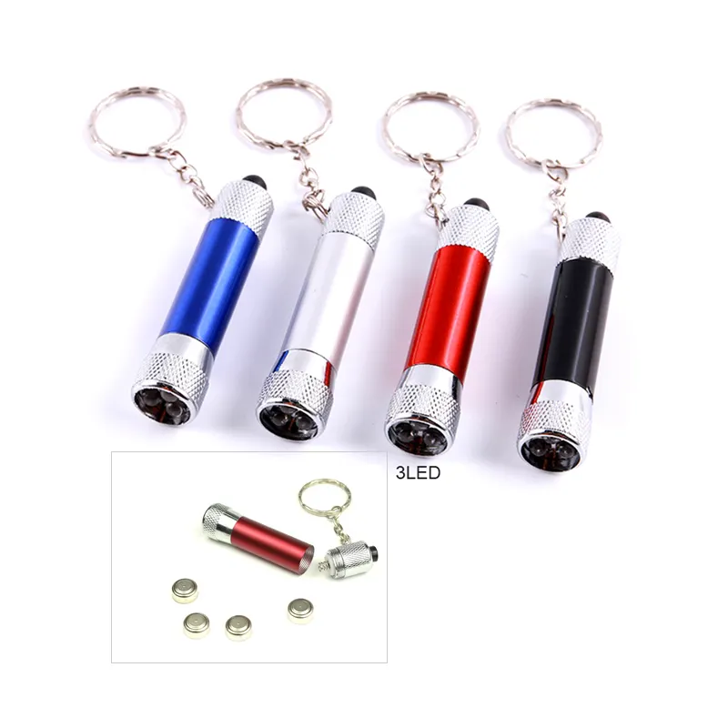 Porte-clés mini lampe de poche à 3 led, en aluminium, portable, meilleur cadeau multifonctionnel