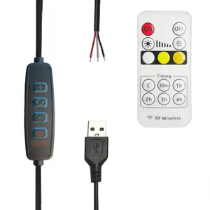 1.5m USB Dimmable Controller 2pin 3Pin DC 5V LED Strip Light Dimmer with Remote Control Switch Wire for Single 3 Colors CCT Lamp