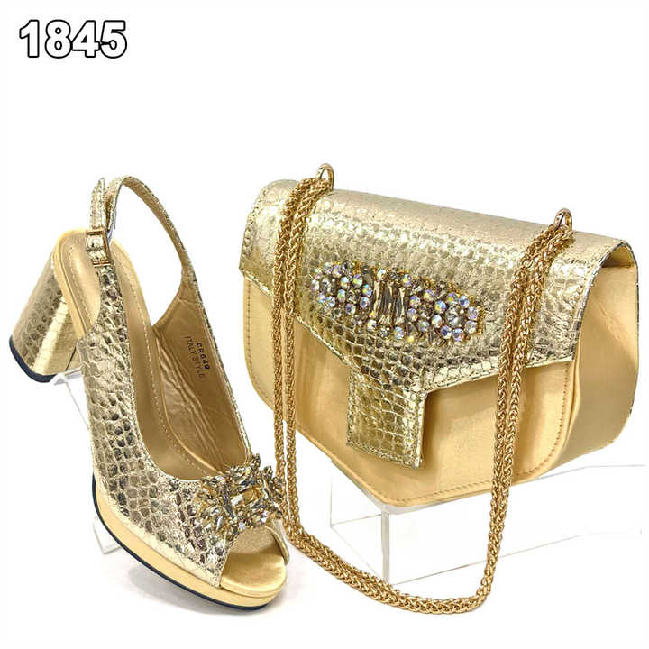 Women's Italian Shoes & Matching Clutch Set — Rhinestone Heels For Weddings & Parties