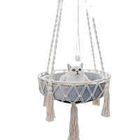 Panier d'intérieur confortable et écologique pour animaux de compagnie suspendu chat balançoire lit tissé corde chat hamac amovible été bambou tente boîte pour animaux de compagnie