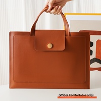 Maletín de Negocios de Lujo, Bolsa de Mano de PU Suave para Oficina, con Cierre de Botón a Presión, Impermeable, Almacenamiento de Archivos A4, Forro de Nailon Personalizado