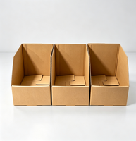 Bac de rangement pliable robuste, biodégradable et recyclable, à façade inclinée, pour entrepôt, en carton ondulé 3-5 couches