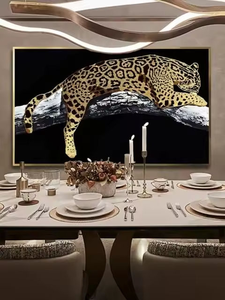 Art mural en porcelaine et verre avec diamants brillants, motif <span class=keywords><strong>panthère</strong></span> noire, design Art Déco - Product Image 3