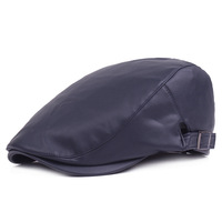 Nouveau Hommes Béret Faux Cuir Plat Lvy Cap Gavroche Français Conduite Chapeaux D'hiver Réglable Cabbie Cap