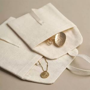 Luxury White Cotton <b>Envelope</b> Folded Style Dust Bag Organic Recycled <b>for</b> <b>Gift</b> Packaging in Jewelry Cosmetics - Product Image 4
