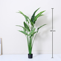 Plante artificielle d'intérieur Alocasia tropicale, feuille d'oreille d'éléphant Sarian en soie plastique moderne en pot pour sol, mariage, Noël