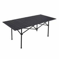 Table de pique-nique et de banquet extérieure extra large en aluminium noir mat, résistante à la rouille et à la corrosion, avec cadre en acier épaissi
