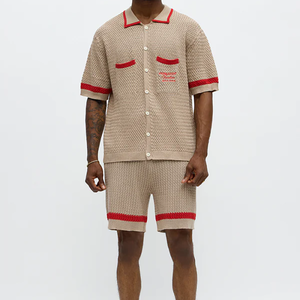 OEM Factory Customized Knitted Short Sleeved Summer Thin 100% Cotton Anti-Pilling Quick Dry Breathable Turn-down <strong>Cardigan</strong> <strong>Men</strong> - Product Image 4