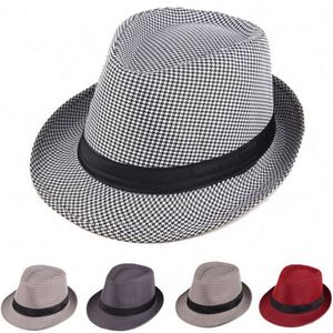 Chapeau Fedora Trilby à rayures fines en coton pour hommes, style anglais, gris clair, taille L/XL, 58 cm - Product Image 6