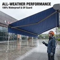 Auvent rétractable professionnel de luxe à bras articulés, directement de l'usine, avec télécommande, pour usage extérieur et protection contre la pluie