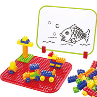 Juguetes Montessori 2 en 1 para Niños, Pizarra de Borrado en Seco, Tabletas de Dibujo y Escritura, Base de Construcción, 28 Piezas, Bloques Gigantes Educativos