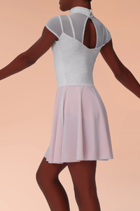 Stage Boutique Factory Unique White Stretch Lace Over Pretty Pink Lovely Lyrical Capped Sleeves Costume - Product Image 3