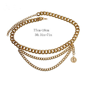 โซ่คล้องตัวแฟชั่น สีทอง หลายชั้น โซ่โลหะคล้องเอว สไตล์ปาร์ตี้ ฮิปฮอป โลหะผสมสังกะสี แบบพันรอบเส้นเดียว - Product Image 5