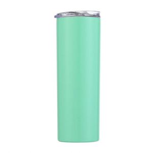 White Sublimation Skinny Tumbler 20oz Stainless Steel Straight Blank with Lid and <b>Metal</b> <b>Straw</b> - Product Image 2