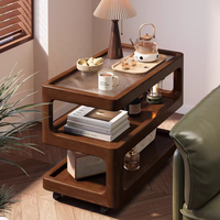 Table basse en bois à roulettes Rosegia moderne OEM/ODM - Étagère de rangement multifonction durable, légère et facile à assembler