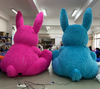Ballon gonflable en peluche Lapin de Pâques rose et bleu, dessin animé, jouet en forme de lapin assis, 1,5 m de haut, marque Anhang, avec souffleur d'air pour extérieur