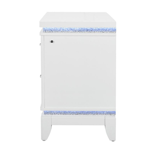 Adalid White Nightstand With Crystal Accents <b>Storage</b> <b>Drawers</b> - Product Image 4