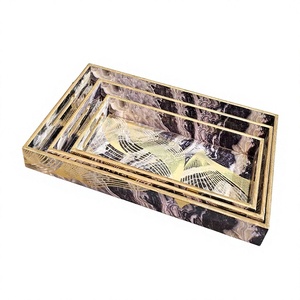 Handmade High Grade Mango <b>Wood</b> <b>Tray</b> with Stunning Marbled Finish and Sleek Borders for Sophisticated Home Styling - Product Image 1