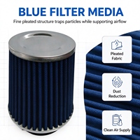 Filtre à air universel miniature en maille noire avec fixation stable pour voiture et moto