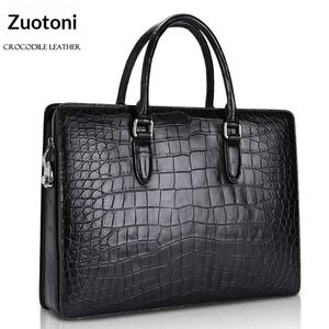 Tas Selempang Bisnis Zotoni Crocodile Square untuk Pria, Tas Dokumen Resmi, Kulit Full Face Tanpa Jahitan, Penutup Ritsleting - Product Image 5