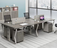 Bureau de séparation de poste de travail en bois moderne pour 4 avec table d'ordinateur à 2 places-Durable et stable