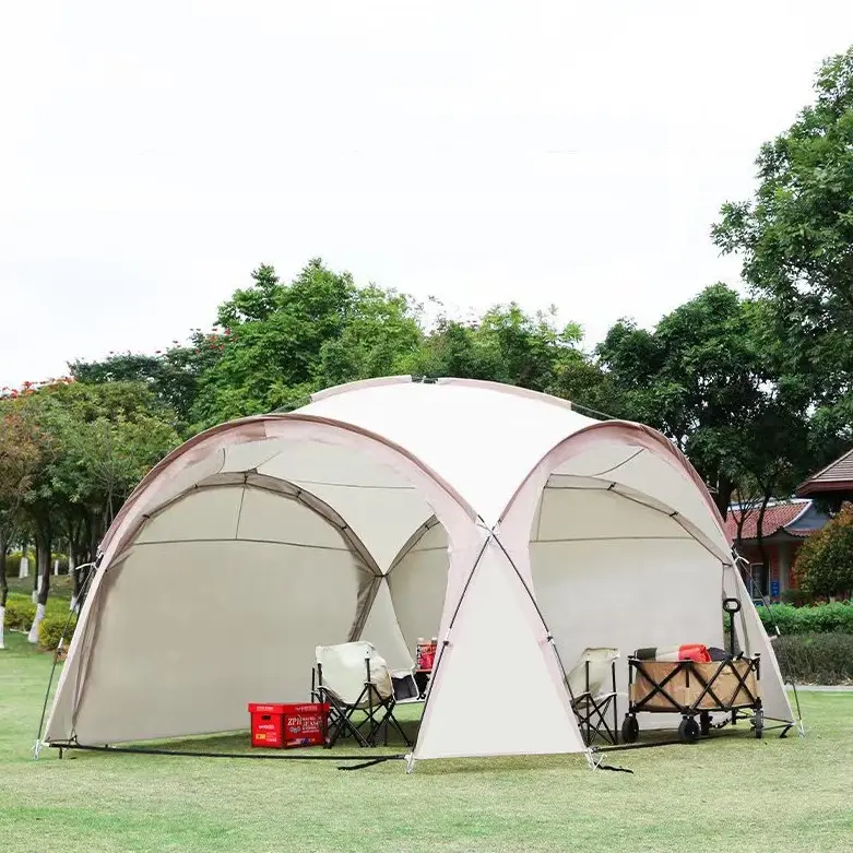 مفرش خيمة دائري قابل للطي مضاد للشمس والماء سداسي الشكل قابل للنقل للتخييم في الهواء الطلق
