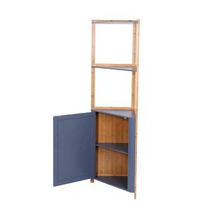 خزانة خشبية طويلة للزاوية باللون الرمادي، خزائن زاوية للحمام مع باب وأرفف للمطبخ وغرفة المعيشة - Product Image 3