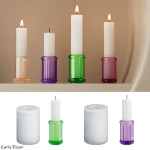 الناهض في وقت مبكر سهل الخطوط حامل الشموع سيليكون العفن الروائح ديي الجص الاسمنت الراتنج قوالب للشموع ماكين - Product Image 2