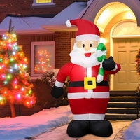 Père Noël gonflable de 1,2 m avec canne en sucre pour décoration extérieure de Noël, fête, jardin, maison, centre commercial