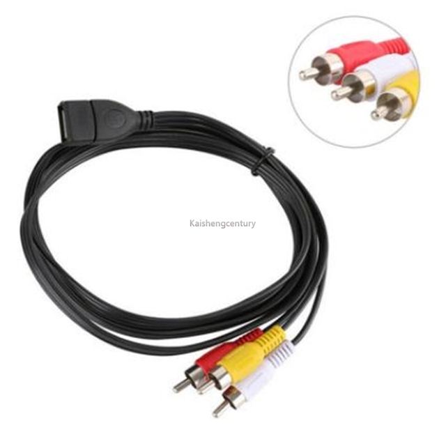 1.5M USB 2.0 Female to 3 RCA Male Video AV Cable Camcorder Adapter Video Cable USB to RCA for TV PC