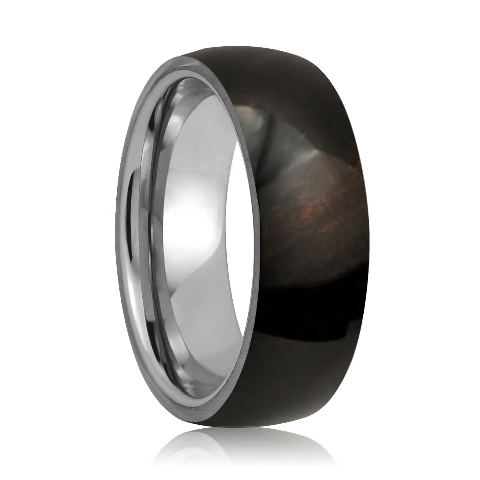 Classic Menの8ミリメートルEbony Wood Tungsten Ring Dome Wedding Band Rings