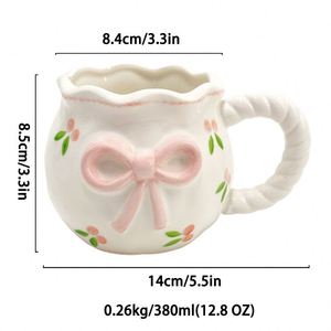 Taza de Café de Cerámica Moderna Pintada a Mano de 330 ml con Relieve 3D, Gres Ecológico con Diseño de Lazo, Idea de Regalo Personalizable - Product Image 3